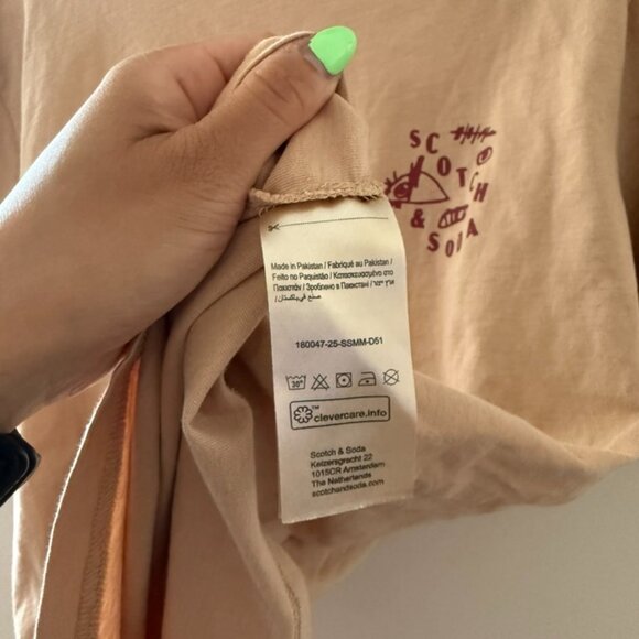 Scotch & Soda Regular Fit Logo T-shirt Mens XL Graphic Neutral Versatile Tee - Picture 5 of 6